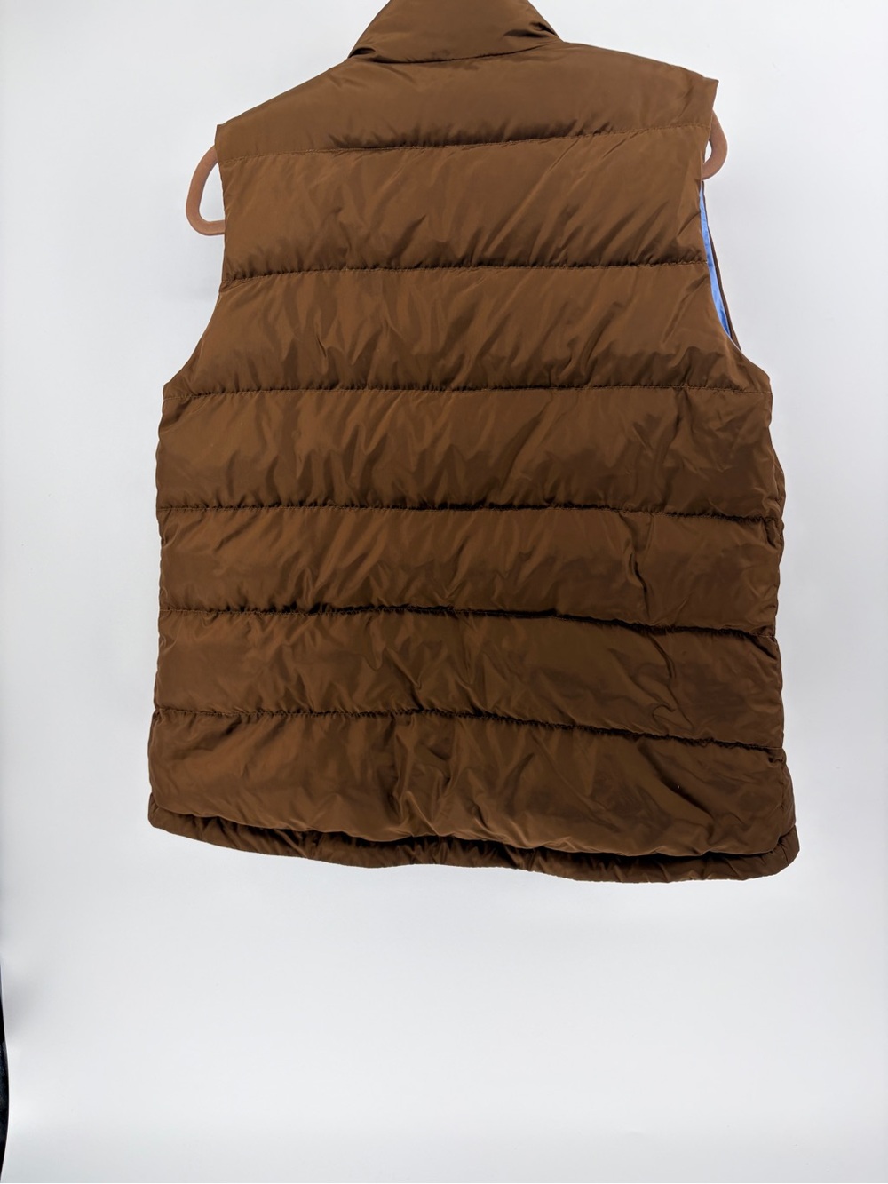 Women’s Lands' End Brown & Blue Goose Down Puffer Vest - Medium (10-12) - Picture 8 of 12